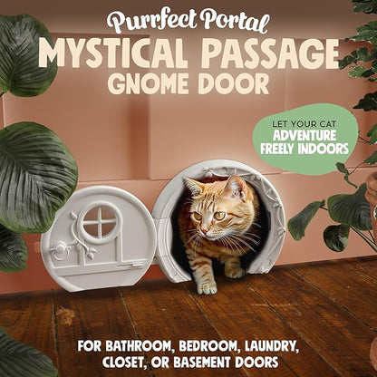 Gnome® Door Cat Door for Interior Doors - Stylish & Functional with No Flap, Lockable, and Easy Installation, Spacious Large Kitty Door for Cats Up to 20 lbs, Private and Comfortable Pet Door