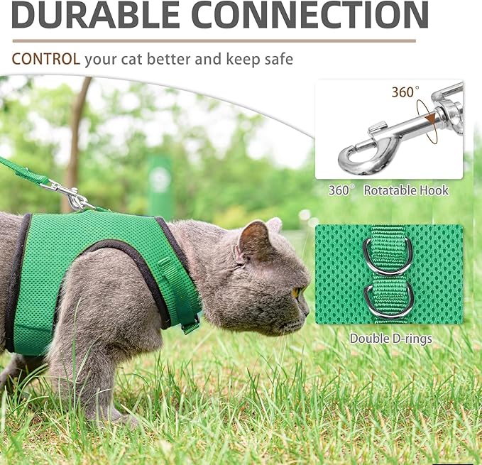 PUPTECK Soft Mesh Cat Vest Harness and Leash Set Puppy Padded Pet Harnesses Escape Proof for Cats Small Dogs Rabbits Bunny