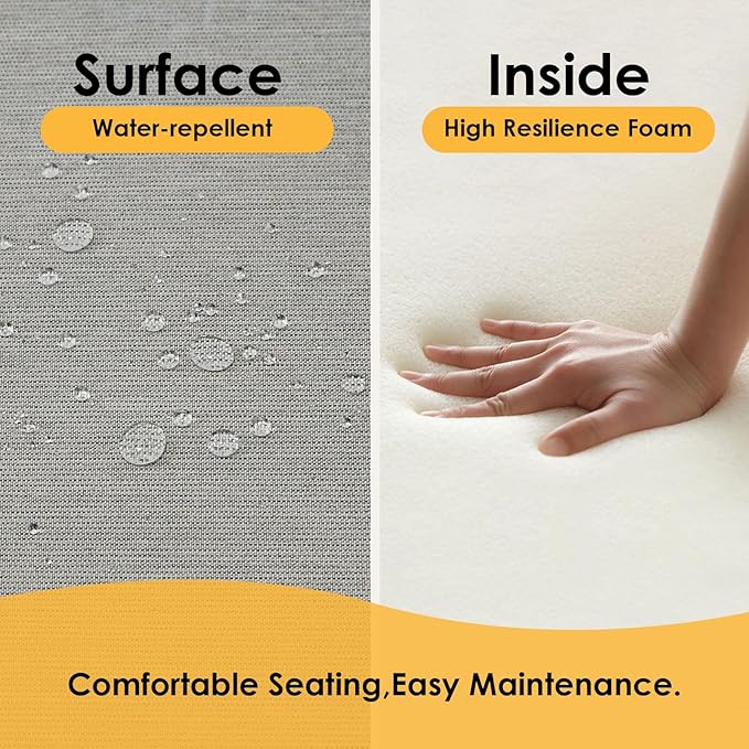 Outdoor Sunbrella Cushions for Patio Furniture Set of 2, 24"x24" Water Repellent Chair Cushions Removable Seat Bottom & Back Cushion Covers for Chair, Sofa, Couch, Specrtum Pebble
