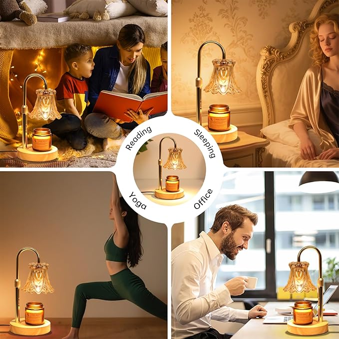 GEEZO Fragrance Candle Warmer Lamp，Electric Candle Warmer with Timer & Dimmer，Mom Christmas Birthday Gifts for Women, House Warming Gifts New Home Bedroom Decor