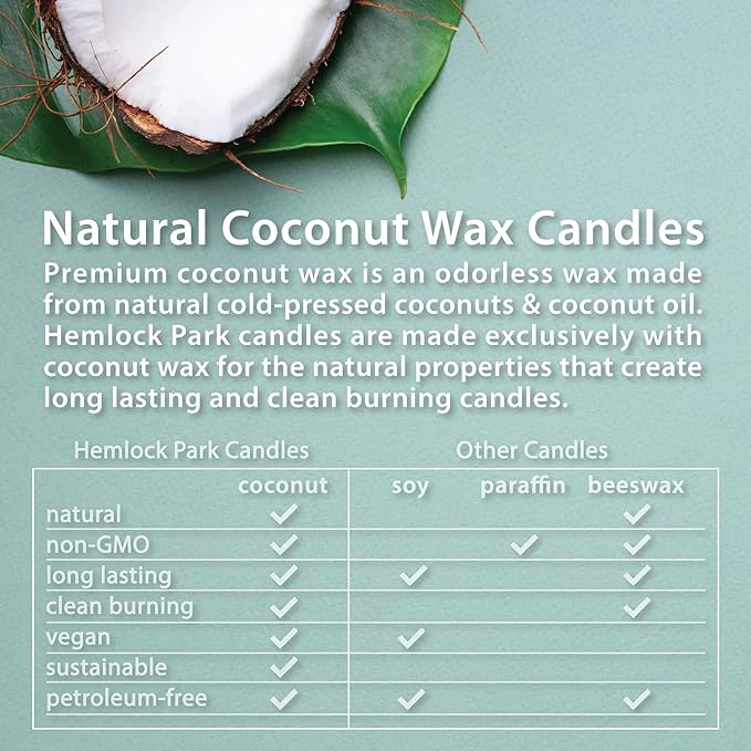 Hemlock Park Amber & Gold Wood Wick Candle Handcrafted with Natural Coconut Wax (Standard 7.2 oz, Palo Santo)