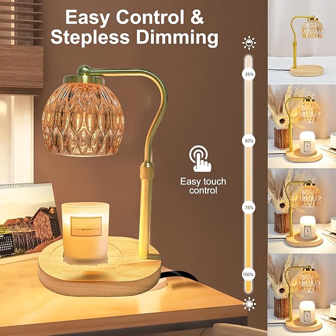 Candle Warmer Lamp Dimmable Wax Melt Warming Lamp with Timer Scented Wax Candle in Jar During Bathing & Yoga & Meditation with 2 Bulbs Home Decor Gift for Female (Diamond Ball)