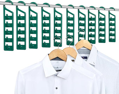 CraftyCrocodile Space Saving Hangers for Clothes - 10 in Pack, Heavy Duty Plastic, Multi Closet Space Savers for Shirts, Pants, Jeans, Sweaters - Hanger Organizer Space Saver