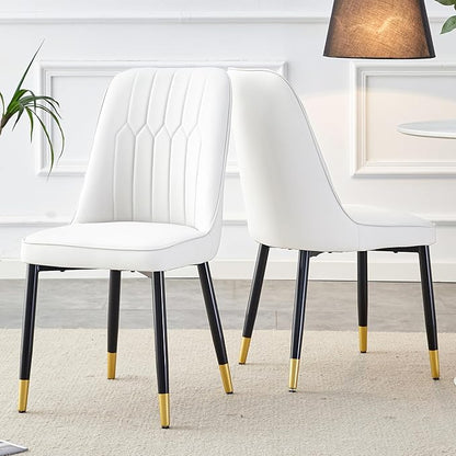Dining Chairs Set of 2，Modern Dining Chairs, Equipped with PU Leather Backrest Cushions and Metal Legs, Suitable for Restaurants, Kitchens, and Dining Room Chairs