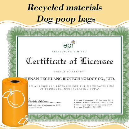 Citrus Scented Dog Poop Bags - 630 counts Orange Pet Waste Bags with Dispensers, Extra Large 13x9 Inch Leak-Proof Fragrance Bags for Dogs Walking and Cat Litter