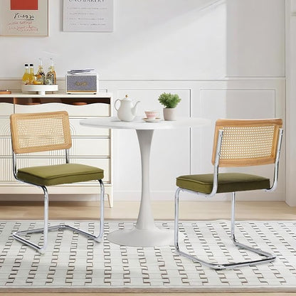 SoarFlash Kitchen Table and Chairs for 2, 31.5" Dining Table Set for 2 with Velvet Upholstered Chairs, 3 Piece Round Kitchen Table Set, Dining Room Table Set for Small Space, Apartment