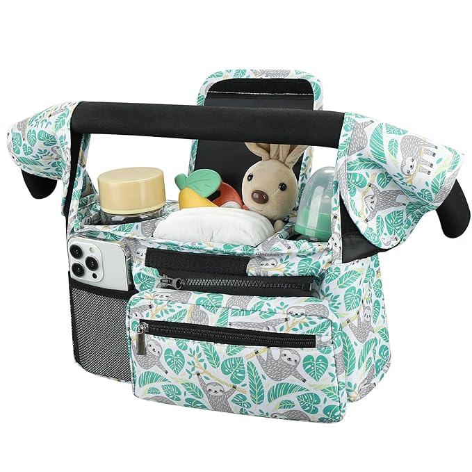 Accmor Universal Stroller Organizer with Insulated Cup Holder Detachable Phone Bag and Shoulder Strap,Stroller Bag Caddy Organizer Fits for Uppababy, Baby Jogger, Britax Strollers