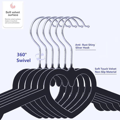 Black Velvet Hangers 50 Pack, 16" Non Slip Adult Hangers, Slim Clothes Hanger with 360 Degree Swivel Hook - Durable & Cute