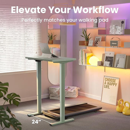 HUANUO 32" Small Electric Standing Desk Adjustable Height, 4 Memory Height Settings, Sit Stand Up Desk for Home Office & Computer Workstation, Sage Green