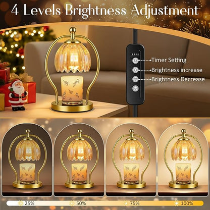 COTTHOS Candle Warmer Lamp, Dimmable Candle Warmer with Timer, Vintage Candles Wax Warmers for Jar Candles Christmas Birthday Gifts for Women Mom, Home Decor for Bedroom Living Room, Gold Amber