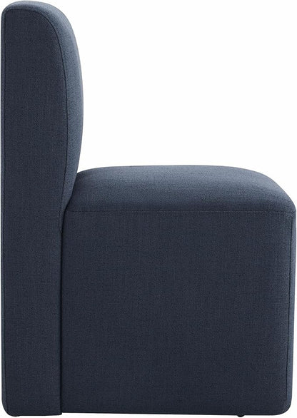 CHITA Dining Chairs with Casters Set of 2, FSC Certified Upholstered Armless Modern Rolling Dining Chairs with Rollers for Bedroom Reading Room Living Room, Insignia Blue