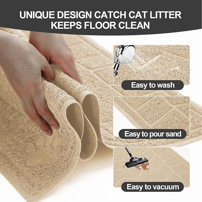 Cat Litter Mat, Litter Trapping Mat Soft on Kitty Paws, 35" x 24" Kitten Litter Box Mat for Cleaner Floors, Waterproof, Easy Clean, Durable Large Size Cat Litter Pad for Kitten.