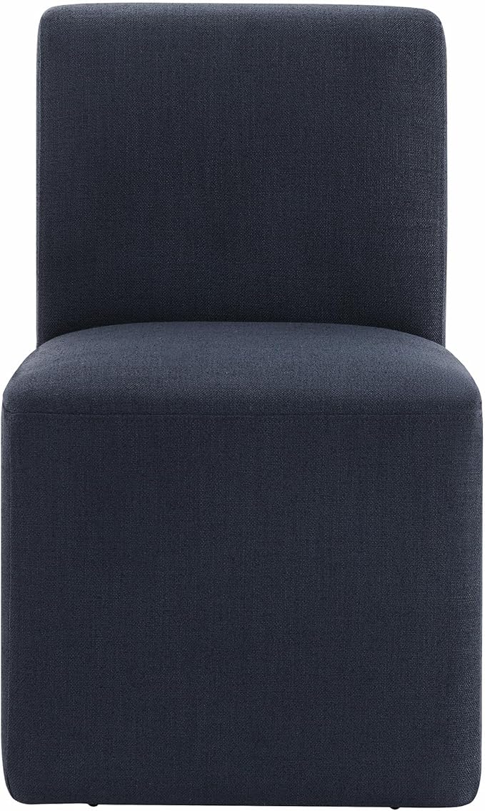 CHITA Dining Chairs with Casters Set of 4, FSC Certified Upholstered Armless Modern Rolling Dining Chairs with Rollers for Bedroom Reading Room Living Room, Insignia Blue