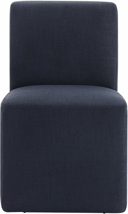 CHITA Dining Chairs with Casters Set of 4, FSC Certified Upholstered Armless Modern Rolling Dining Chairs with Rollers for Bedroom Reading Room Living Room, Insignia Blue