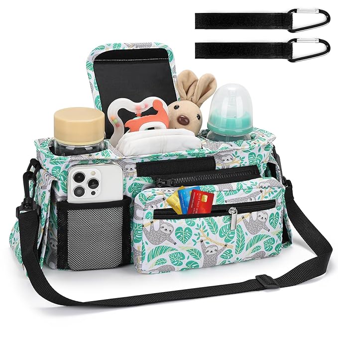 Accmor Universal Stroller Organizer with Insulated Cup Holder Detachable Phone Bag and Shoulder Strap,Stroller Bag Caddy Organizer Fits for Uppababy, Baby Jogger, Britax Strollers