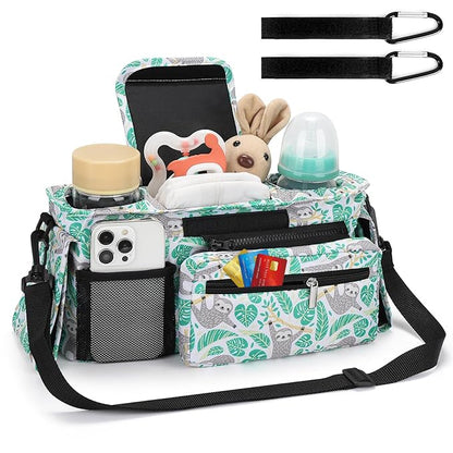 Accmor Universal Stroller Organizer with Insulated Cup Holder Detachable Phone Bag and Shoulder Strap,Stroller Bag Caddy Organizer Fits for Uppababy, Baby Jogger, Britax Strollers