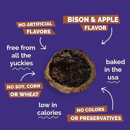 Fruitables Whole Jerky Bites, Grilled Bison & Apple Dog Treats, Healthy Dog Treats, Limited Ingredients, No Corn, Wheat, or Soy, Puppy Essentials, 5oz