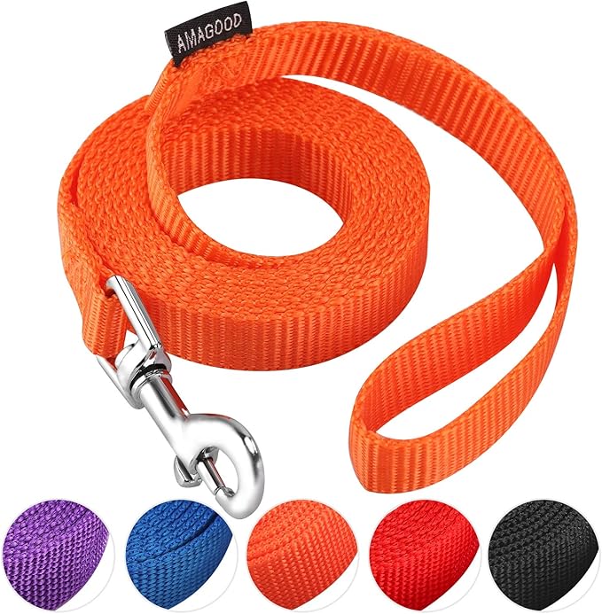 6 FT Puppy/Dog Leashes, StrongTraditional Style Leash with Easy to Use Collar Hook,Dog Lead Great for Small and Medium and Large(Orange,5/8" x 6 Feet)