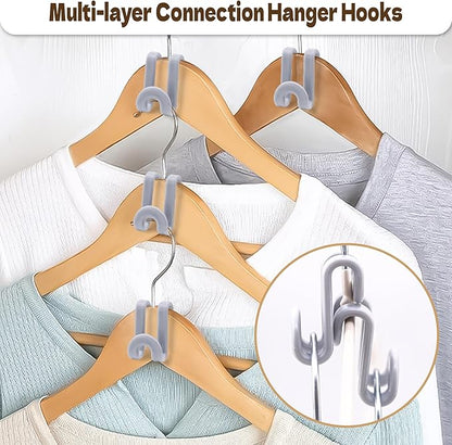 Mlici Clothes Hanger Connector for Clothes Organizing, 60 Pack Space Saving Hanger Extender Hooks for Home Closet Organizer, Grey