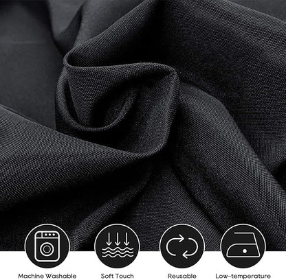Surmente 5 Pack Black Tablecloth 90 x 156-inch Rectangular Polyester Table Cloth for Weddings, Banquets, or Restaurants