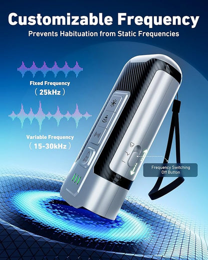 Dog Bark Deterrent Devices-Ultrasonic Anti Barking Device for Dogs with 50ft Range, Rechargeable No Barking Device for Own or Neighbor's Dogs, Portable Safe for Dogs/Humans,Silver