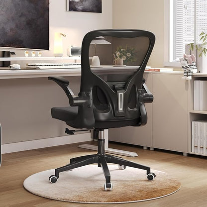 Office Chair,Ergonomic Comfy Home Desk Chair with 350LBS Capacity,High Back Gaming Chair with Wheels,Mesh Computer Chair,Lumbar Support, Adjustable Headrest,Flip-up Armrest (07Black)