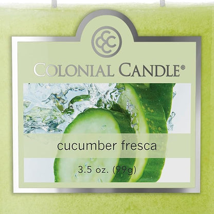 Colonial Candle Cucumber Fresca Scented Jar Candle, 2 Wick, 3.5 oz, Mottled Wax Candle