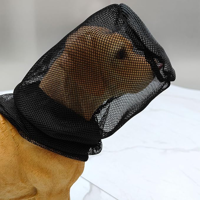 Foxtail Mask Dogs Head Protector, Foxtails Protection for Dogs Adjustable Elastic, Dog Soft Net Mask for Outdoor Hiking Camping, Breathable Mesh Muzzles for Dog, Black, XS