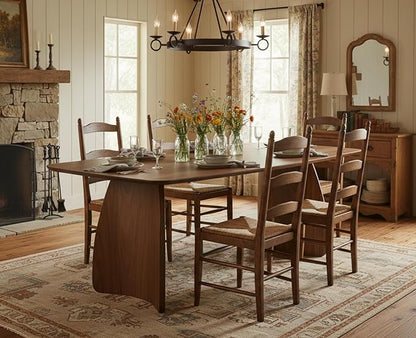 70 Inch Large Dining Table for 6-8 People, Solid Wood Kitchen Table with Curved Wooden Legs, Mid Century Modern Rectangular Long Dinner Table for Dining Room, Walnut
