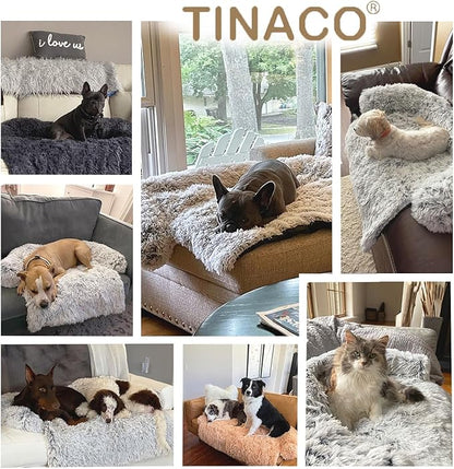 Calming Dogs/Cats Bed Mats, Dog Pad Washable Removable Couch Cover, Plush Long Fur Mat for Pets, Waterproof Lining, Perfect for Small, Medium and Large Dogs and Cats (Desert Brown, 53"x39")