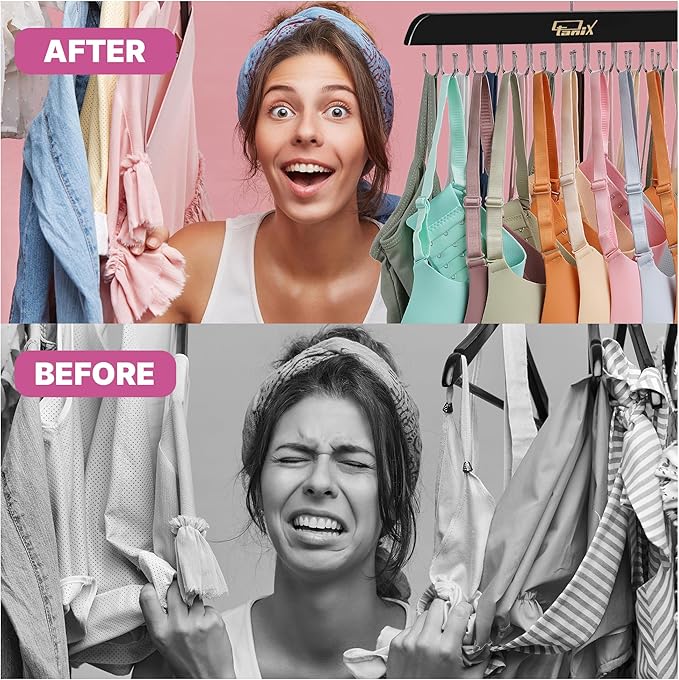 3 Pack Tank Top Hangers Space Saving, Bra Hangers for Closet Organizer, Bra Organizer for Closet, Space Saving Organizers and Storage for Dorm & Apartment for Tankto (Black)