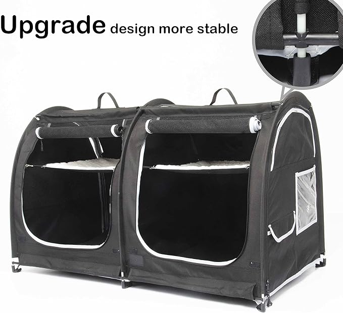 Mispace Portable 2 Pet Carriers for Cats Collapsible Cat Condo for Car Travel Pet Kennel Show Cages with Portable Carry Bag Hammocks Mats and Litter Box