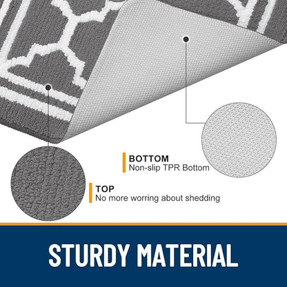 Buganda Runner Indoor Door Mat, Dirt-Resistant and Absorbent Doormat, Anti-Slip, Low Profile Floor Mats for Inside Entryway, Front, and Back Door Entrance (47x23 Inches, Grey)
