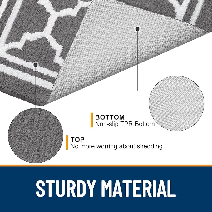 Buganda Large Indoor Door Mat, Dirt-Resistant and Absorbent Doormat, Anti-Slip, Low Profile Floor Mats for Inside Entryway, Front, and Back Door Entrance (71x47 Inches, Grey)
