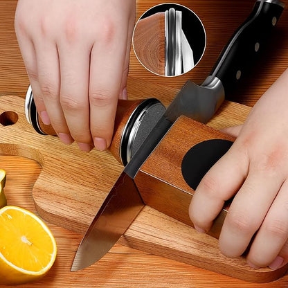 Rolling Knife Sharpener Kit, Knife Sharpener Tool with Replaceable Discs Diamond & Ceramic,15 & 20 Degree Multi-Purpose Magnetic Base, Suitable for Small, Medium, and Large Knives