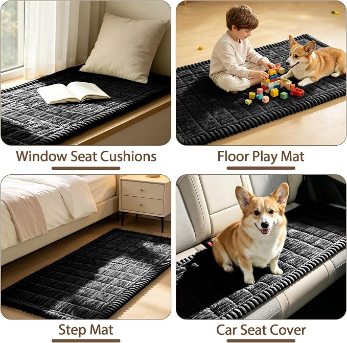 FUANGUI Waterproof Couch Cover Sofa Cover for Dogs and Pets Sofa Protector | Non-Slip Washable Fuzzy Soft Cat Bed Sofa Slipcover for 2-3 Cushion Couch Sofa Pet Friendly, Black, 27.6" x 59.1", 1 pcs