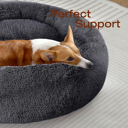 JOLLYVOGUE Dog Bed, Calming Anti-Anxiety Large Dog Bed, Fluffy Donut Cushion for Medium and Large Pets (27"/30"/36")
