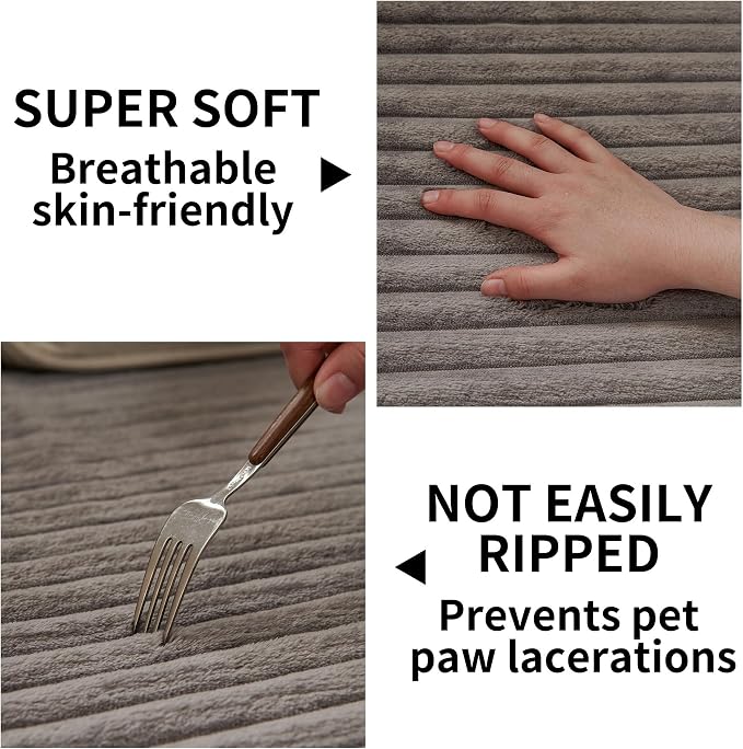 HAOMAIJIA Waterproof Couch Cover for Dogs Washable,Faux Fur Pet Couch Covers for Sofa,Soft Dog Bed Cover Non-Slip Couch Covers for 3 Cushion Couch Sofa Pet Friendly (Grey, 35" x 82")