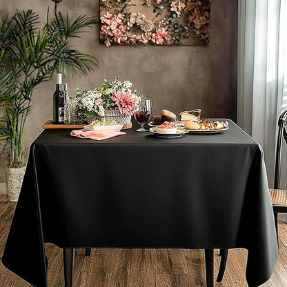 Square Tablecloth 52 x 52 Inch Black 2 Pack Tablecloths Stain-Wrinkle Resistant Washable Polyester Table Cloths for Holiday, Buffet Parties,and Wedding
