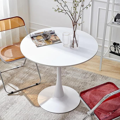 White Round Table 24 inch, Modern Round Dining Table, Mid Century Coffee Table, White Tulip Round Table for Living Room and Kitchen