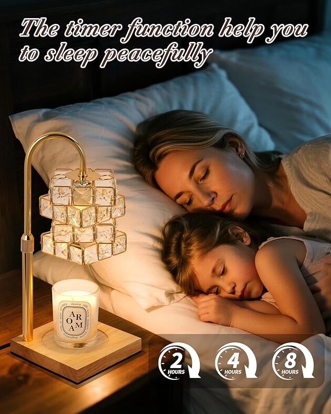 Seniny Electric Candle Warmer Lamp - with Time Dimmable Adjustable Height Candle Lamp Warmer for Jar Candles,Christmas Wax Melt Wamer, Birthday Gifts for Women Mom, House Warming Gifts New Home Decor