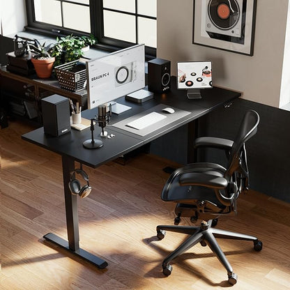 Agilestic Electric Standing Desk, Extra Large 71 x 31.5 Inches Height Adjustable Desk, Sit Stand Up Workstation for Home Office, Ergonomic Rising Gaming Computer Table with Memory Preset, Black