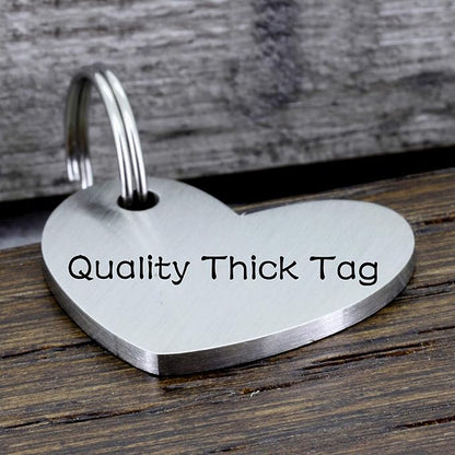 Ultra Joys Cat ID Tag Personalized Pet Tags, Durable Stainless Steel Small Pet Mini Dog Cat Tag Lightweight -Heart Tag in Silver