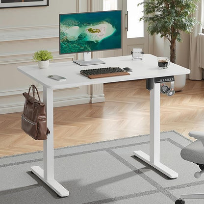 Casaphoria 40 x 24 inches Electric Standing Desk, Sit to Stand Desk with Memory Height Adjustment, Home Office Computer Desk for Writing and Games, White