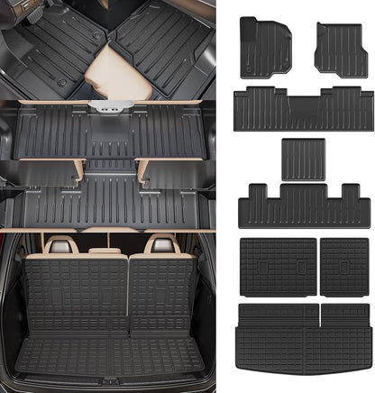 Floor Mats Compatible with 2018-2024 Ford Expedition 7-Seater (Not Fit Max) Cargo Liner Trunk Mat Back Seat Cover 2023 Expedition Accessories (Trunk Mat+3rd Row Backrest Mats+Floor Mats)