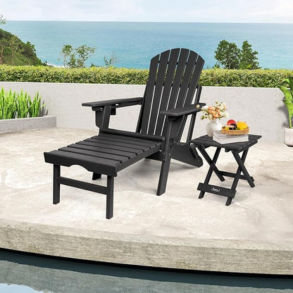FUNBERRY Outdoor Folding Adirondack Side Table, Portable No Assembly Patio End Table HDPE All Weather