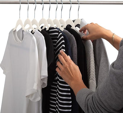 Simplify 10 Super Slim Velvet Huggable Hangers in Ivory
