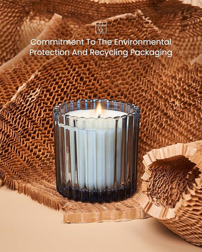 M&SENSE Blue Soy Candles for Home Scented, Cider Amber Christmas Candles Non Toxic, 9.2oz Natural Organic Clean Burning Up to 60 Hours, Christmas Home Decor Gifts for Men