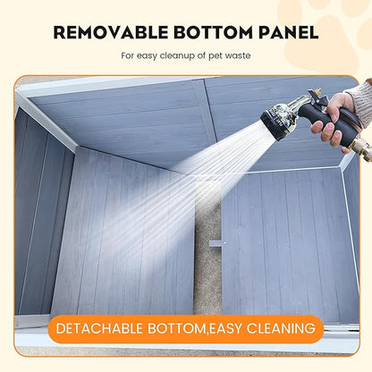 Large Solid Wooden Dog House,Suitable for Both Indoor and Outdoor, Suitable for Large Dogs and Animals of The Following Size, Easy to Clean,Can DIY,45.75" W x 31.25" D x 32.5" H,Grey