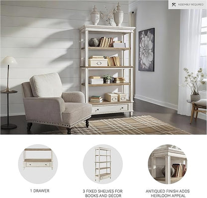 Signature Design by Ashley Realyn French Country 75" Bookcase with Drawer, Chipped White